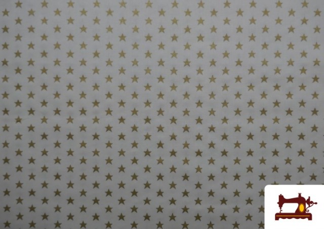 Vente de Tissu en Coton Imprimé avec Étoiles Brillantes de Noël couleur Blanc