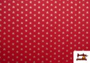 Vente en ligne de Tissu en Coton Imprimé avec Étoiles Brillantes de Noël couleur Rouge