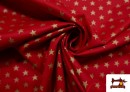 Tissu en Coton Imprimé avec Étoiles Brillantes de Noël couleur Rouge