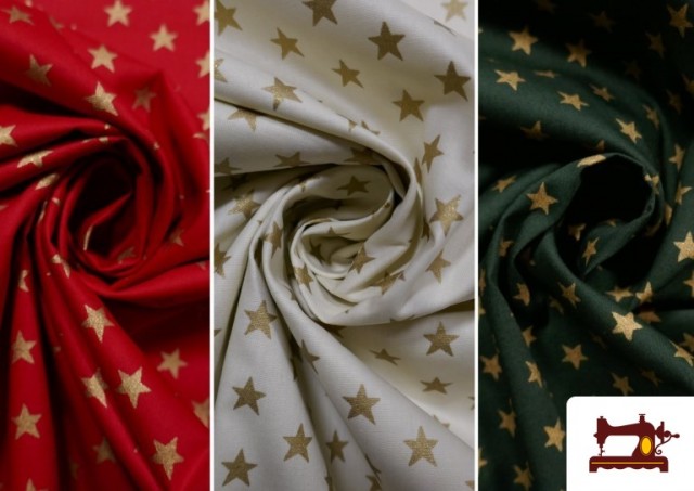 Acheter Tissu en Coton Imprimé avec Étoiles Brillantes de Noël