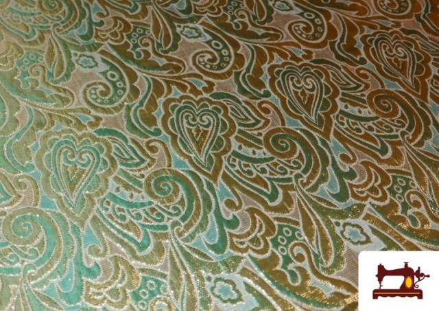 Acheter Tissu en Jacquard Brocart de Couleurs Largeur 110 cm couleur Vert Bouteille