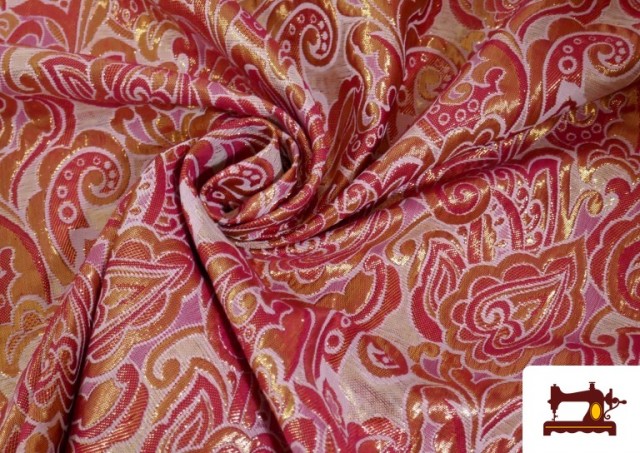 Acheter en ligne Tissu en Jacquard Brocart de Couleurs Largeur 110 cm couleur Rubis