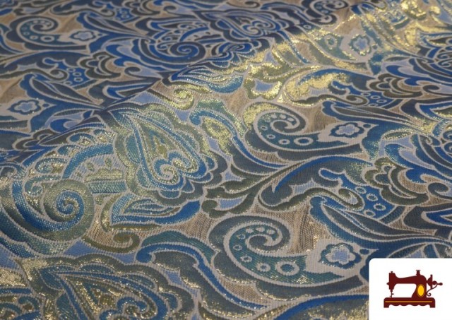 Vente en ligne de Tissu en Jacquard Brocart de Couleurs Largeur 110 cm couleur Bleu
