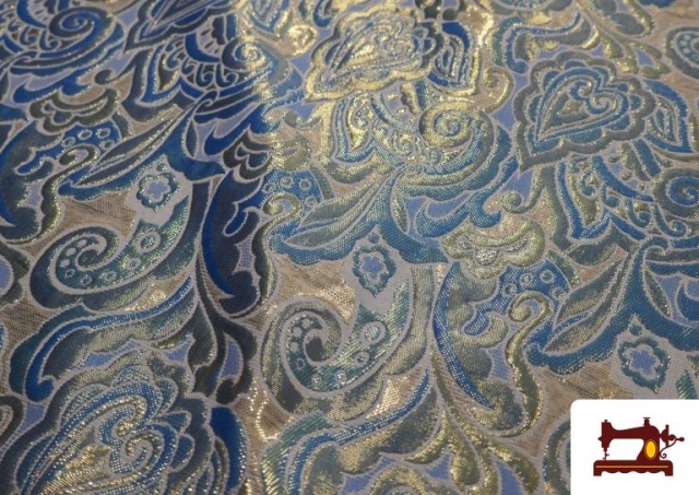 Tissu en Jacquard Brocart de Couleurs Largeur 110 cm couleur Bleu