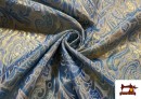 Acheter Tissu en Jacquard Brocart de Couleurs Largeur 110 cm couleur Bleu