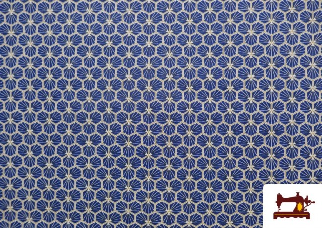 Acheter Tissu Popeline en Coton avec Imprimé Géométrique couleur Bleu