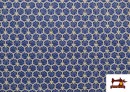 Vente de Tissu Popeline en Coton avec Imprimé Géométrique couleur Bleu