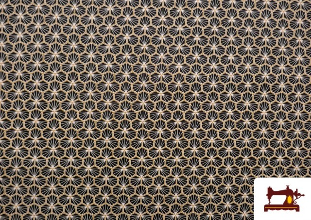 Vente en ligne de Tissu Popeline en Coton avec Imprimé Géométrique couleur Noir