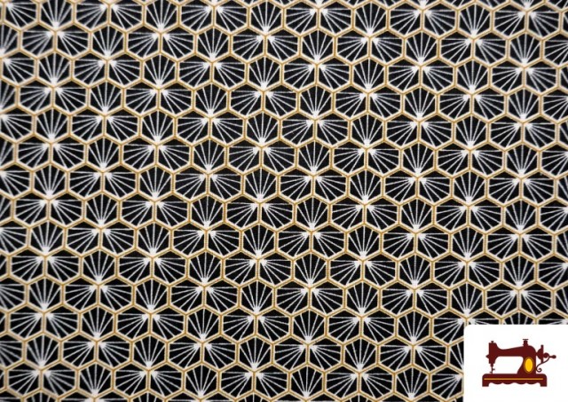Tissu Popeline en Coton avec Imprimé Géométrique couleur Noir