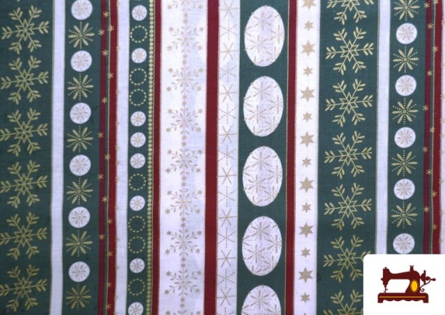 Acheter Tissu en Coton avec Imprimé de Noël couleur Vert Bouteille