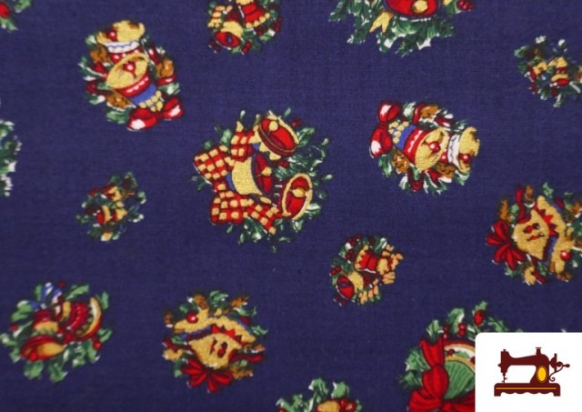 Vente de Tissu en Coton avec Imprimé de Noël couleur Bleu Marine