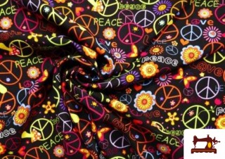 Tissu Imprimé avec Motifs Hippies