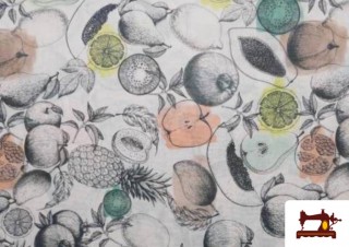 Acheter en ligne Tissu pour Rideaux avec Fruits Tropicals couleur Orange