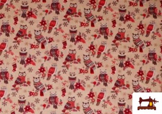 Tissu en Coton Imprimé avec Hiboux