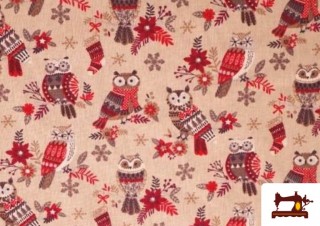 Acheter Tissu en Coton Imprimé avec Hiboux