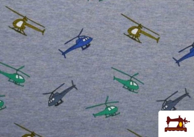 Acheter en ligne Tissu en Sweat Imprimé avec Hélicoptères