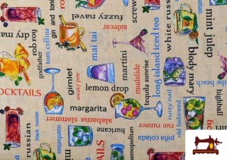 Vente de Tissu en Canvas Antitaches avec Imprimé Cocktail