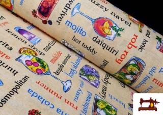 Tissu en Canvas Antitaches avec Imprimé Cocktail