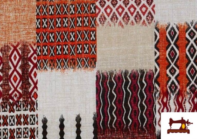 Acheter en ligne Tissu en Canvas Ethnique pour Tapisserie couleur Rouge