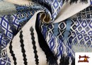 Acheter en ligne Tissu en Canvas Ethnique pour Tapisserie couleur Bleu Marine
