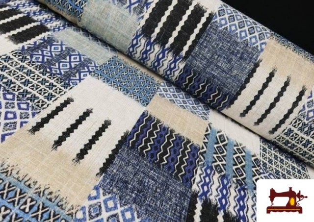Vente en ligne de Tissu en Canvas Ethnique pour Tapisserie couleur Bleu Marine