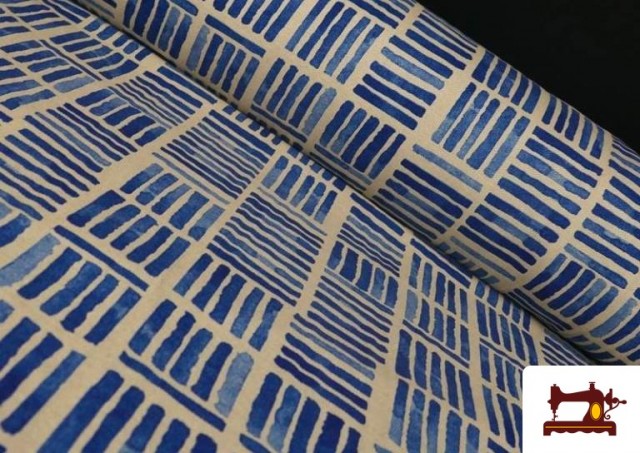 Vente en ligne de Tissu en Canvas Imprimé à Rayures et Carreaux couleur Bleu Marine