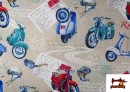 Acheter en ligne Tissu en Canvas Imprimé avec Motos Vespa en Rome