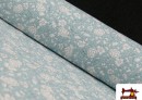 Tissu en Coton Organique Imprimé avec Oeillets couleur Bleu turquoise