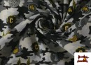 Acheter en ligne Tissu en Coton avec Imprimé Militaire et Insignes couleur Gris foncé