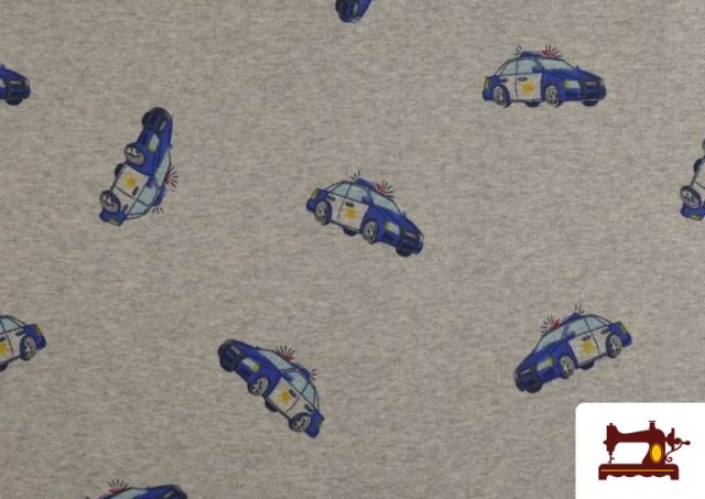 Tissu en Sweat Flannel avec Voitures de Patrouille