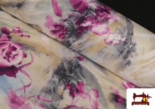 Tissu en Crêpe avec Imprimé Japonais Tissu en Crêpe avec Imprimé Japonais