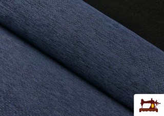 Tissu en Micro Chenille à Points couleur Bleu