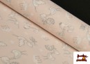 Acheter Tissu en Coton Organique Imprimé avec Cigognes couleur Rose pâle