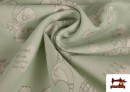Vente de Tissu en Coton Organique Imprimé avec Cigognes couleur Vert menthe