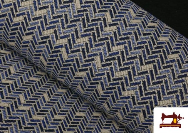 Vente de Tissu en Gobeline Imprimé avec Tresse pour Tapisserie couleur Bleu