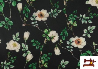 Acheter Tissu en Satin Imprimé avec Fleurs du Jardin