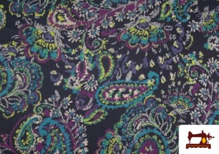 Acheter Tissu en Satin Imprimé avec Cachemire Bleu Acheter Tissu en Satin Imprimé avec Cachemire Bleu
