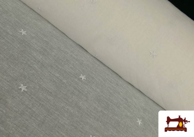 Vente de Tissu en Rideau Imprimé avec Étoiles Brodés couleur Blanc