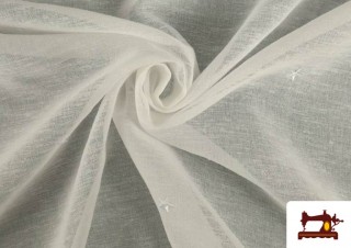 Tissu en Rideau Imprimé avec Étoiles Brodés couleur Blanc Tissu en Rideau Imprimé avec Étoiles Brodés couleur Blanc