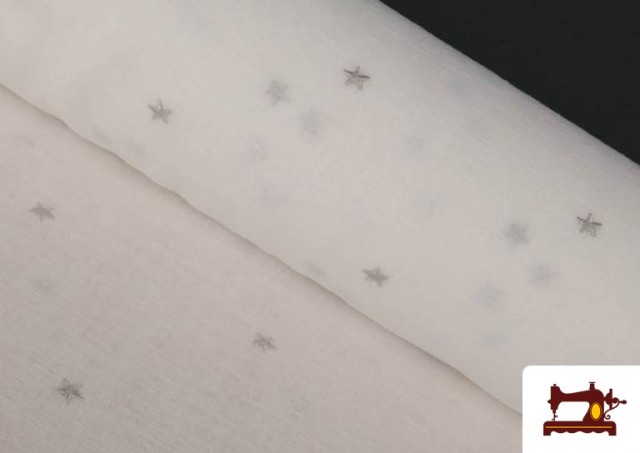 Acheter en ligne Tissu en Rideau Imprimé avec Étoiles Brodés couleur Gris clair