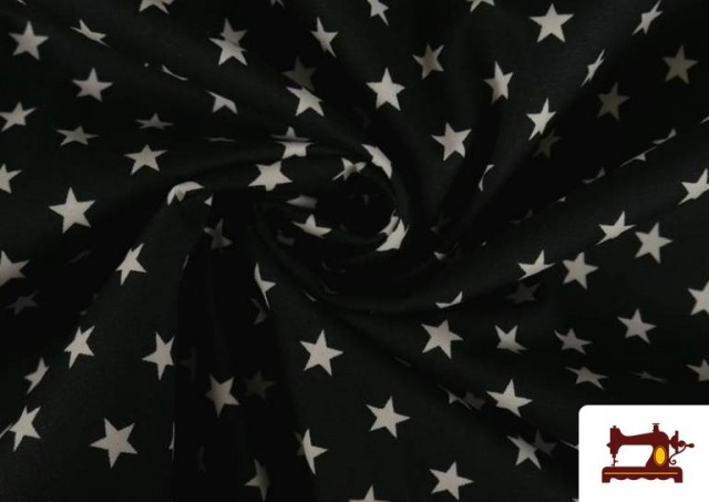 Vente de Tissu en Coton de Couleurs avec Étoiles 1cm couleur Noir