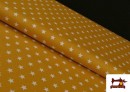 Acheter en ligne Tissu en Coton de Couleurs avec Étoiles 1cm couleur Moutarde