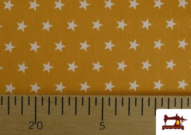 Tissu en Coton de Couleurs avec Étoiles 1cm couleur Moutarde