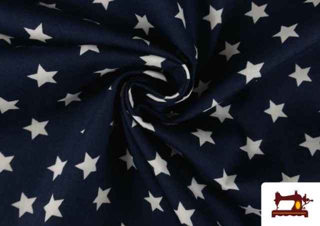Vente en ligne de Tissu en Coton de Couleurs Étoiles Grandes couleur Bleu Marine