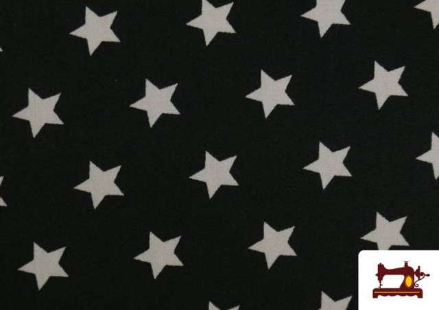 Acheter en ligne Tissu en Coton de Couleurs Étoiles Grandes couleur Noir