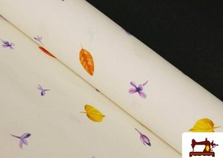 Tissu Antitaches avec Liseré de Courges et Fleurs Tissu Antitaches avec Liseré de Courges et Fleurs