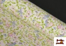Tissu de Tee-Shirt Imprimé avec Perroquets et Fleurs