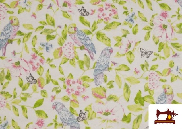 Acheter en ligne Tissu de Tee-Shirt Imprimé avec Perroquets et Fleurs