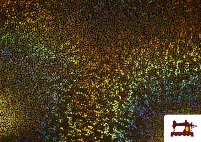 Vente de Tissu en Lycra Doré avec Hologramme Multicolore couleur Doré