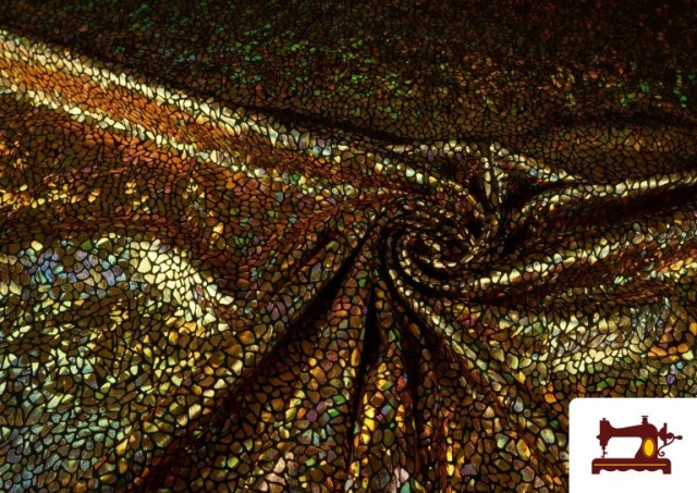Vente en ligne de Tissu en Lycra Doré avec Hologramme Multicolore couleur Doré